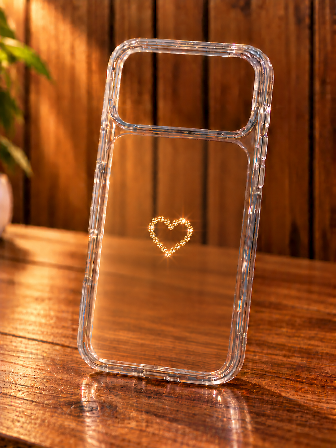 Golden Heart Clear Phone Case