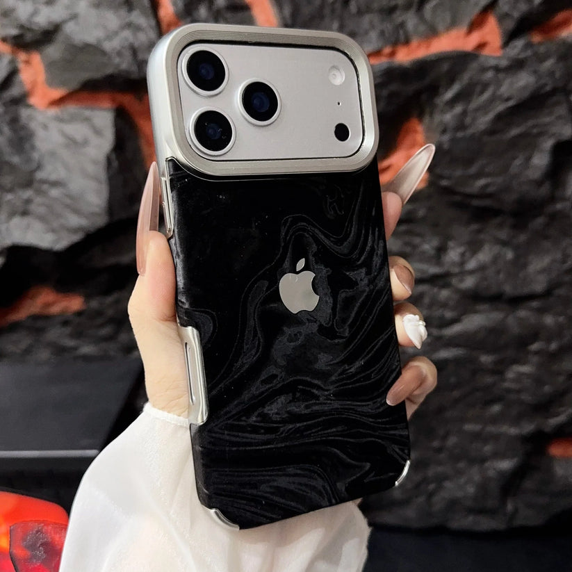 Luxury Marble Hybrid iPhone Case – Pink & Black