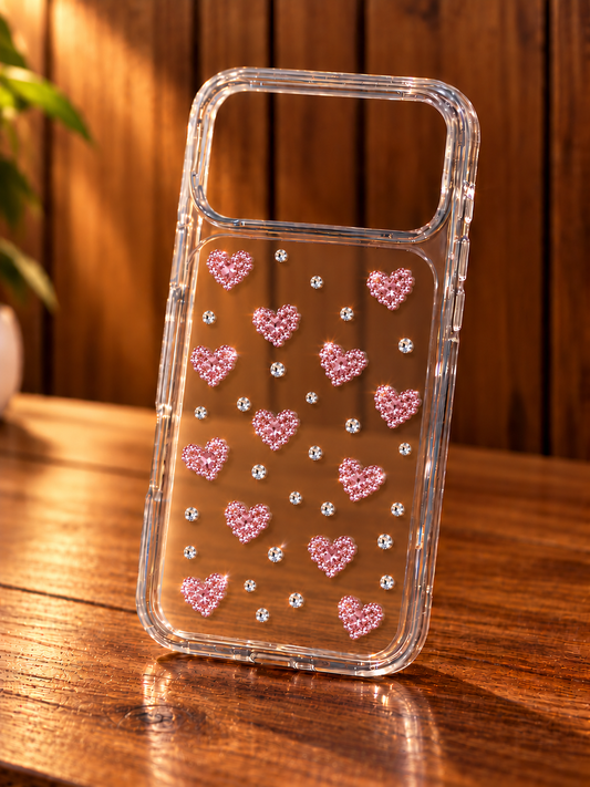 Sparkling Pink Heart Crystal Phone Case